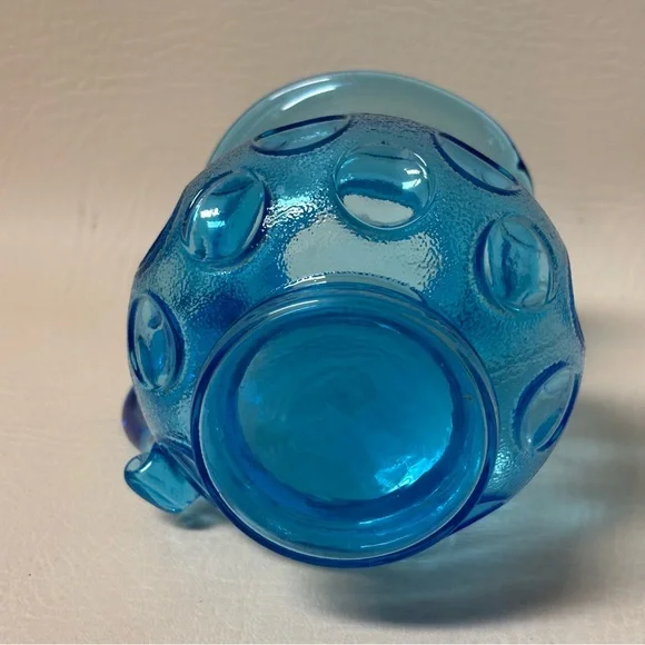 Vintage Mini Blue Glass Coin Dot Pitcher - Picture 5 of 5